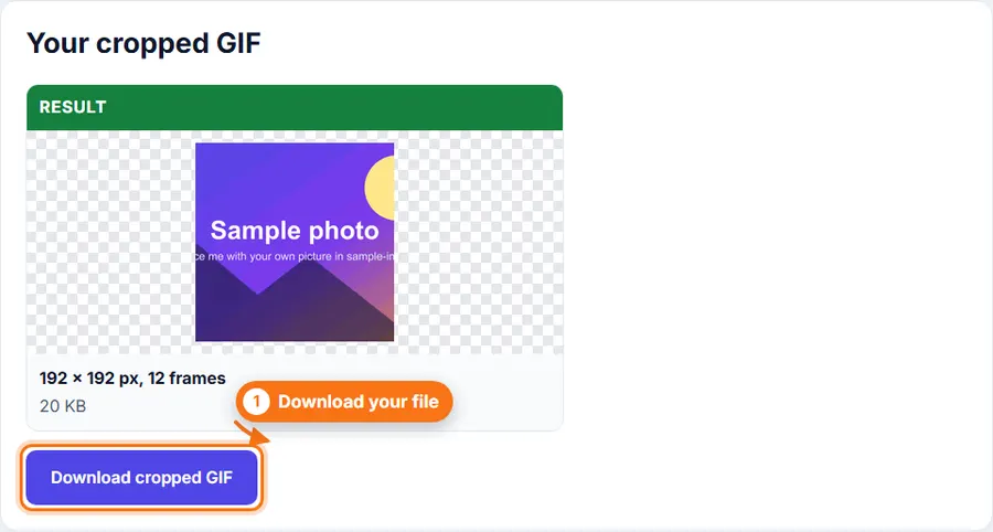 The cropped animated GIF with its new size