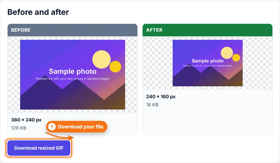 The original and resized GIF side by side