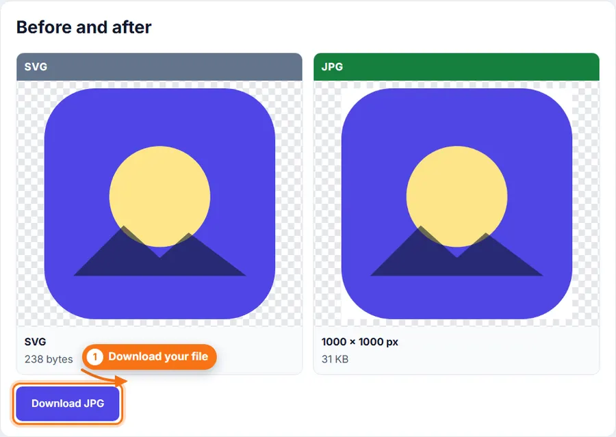 The SVG and the converted JPG side by side